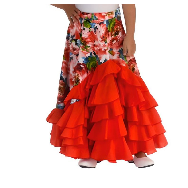 Falda flamenco estampada volantes