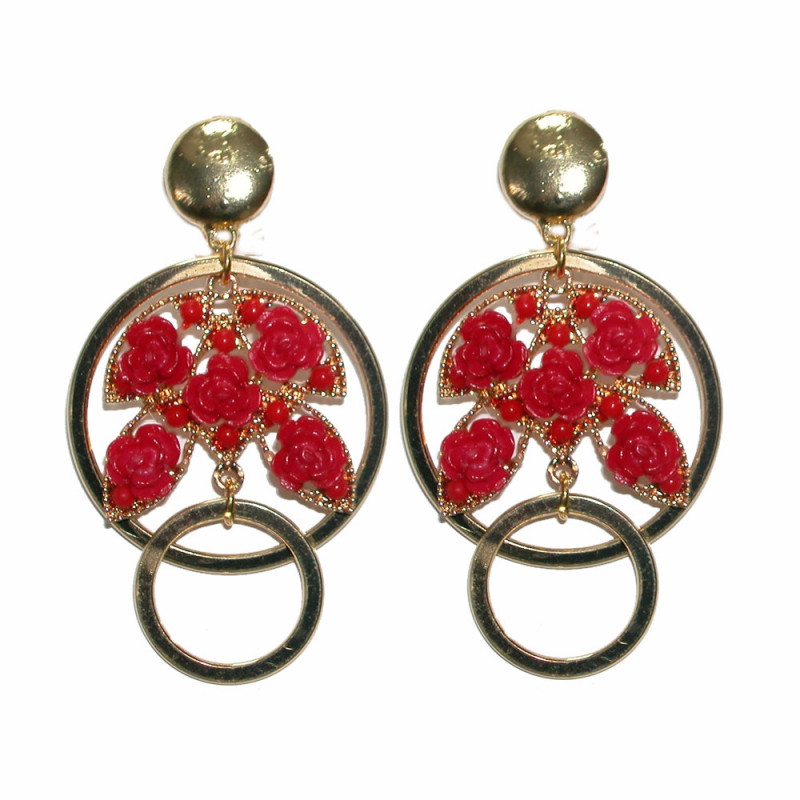 Pendientes flamenco aros flores