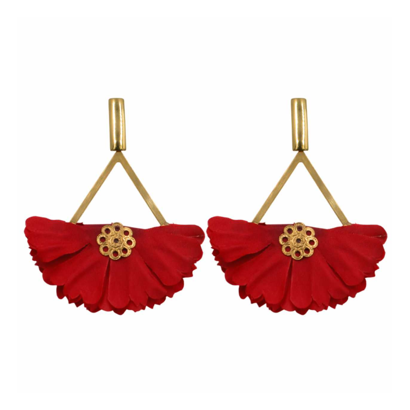 Pedientes con petalos de tela